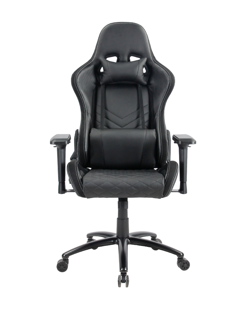 Sort læder PC Gamer Racing Chair Esports stol med lændestøtte